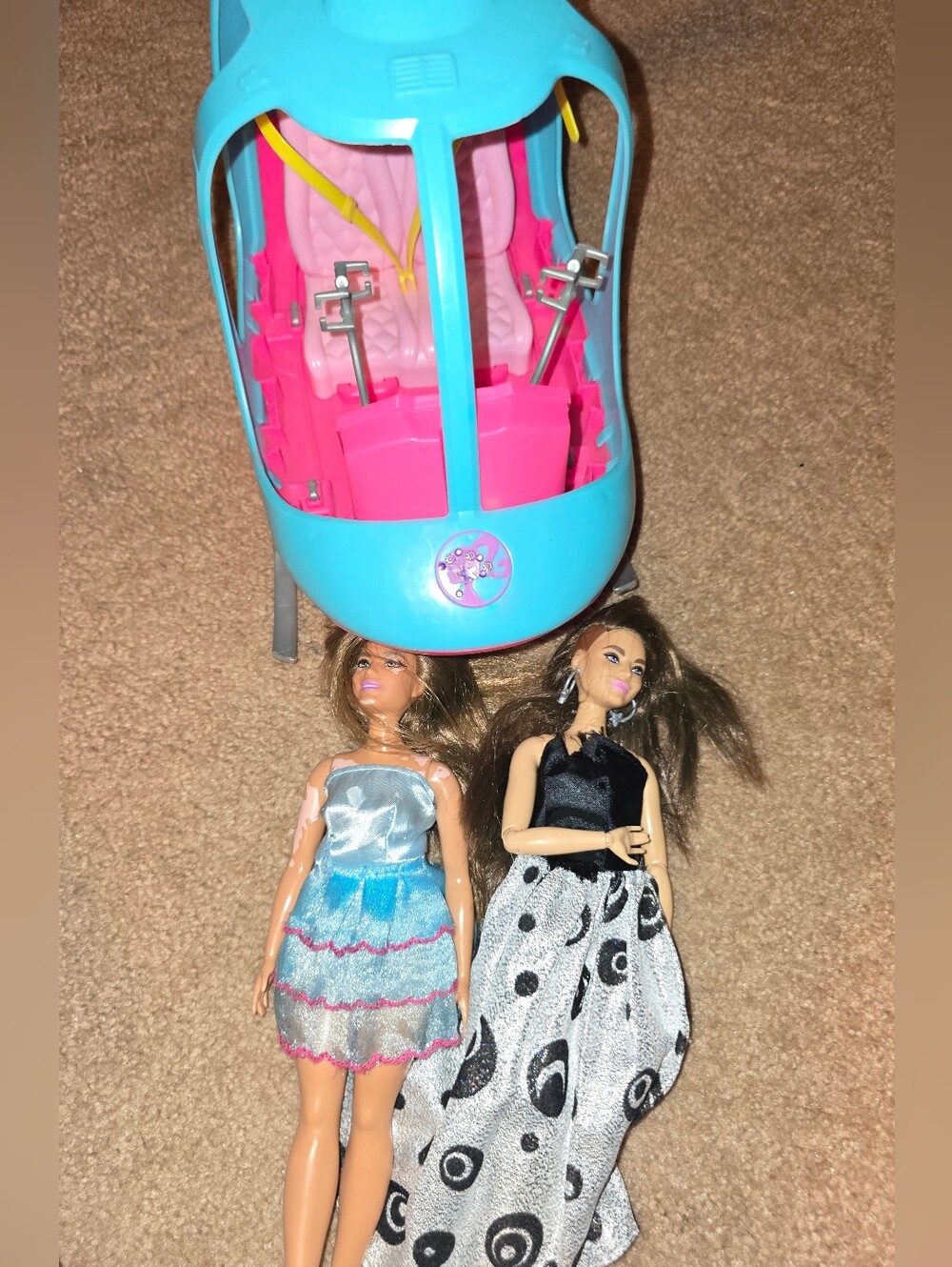 Barbie Doll Lot Of 2 Modern Dolls Plus Barbie Helicopter